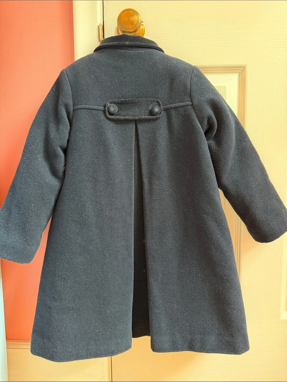 Girls La Coqueta Double-Breasted Navy Wool Coat